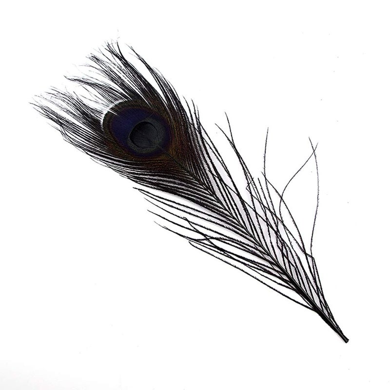 Shekyeon 10-12inch Dyeing Peacock Feathers Bleached Plume Wedding Table Centerpiece Pack of 10 (Off White) - Image 2